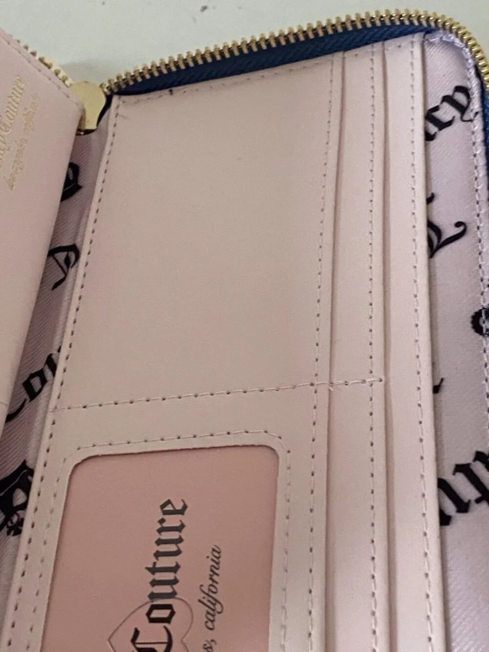 Juicy Couture Too Cute Large Zip Around Wristlet Wallet Medium Washed Denim NEW